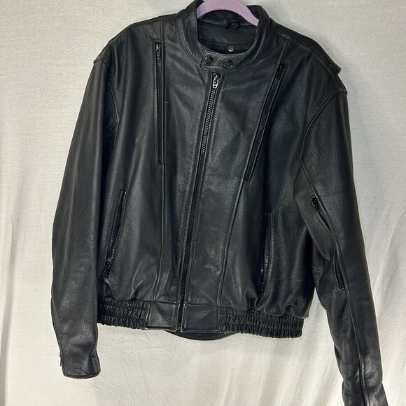 VINTAGE Z1R GENUINE LEATHER Men’s Black Biker Motorcycle Jacket Size 46 No Liner